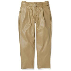 3685 Women's Maria Pant Vegan Leather Self Belt Exposed Button Fly In Dark
